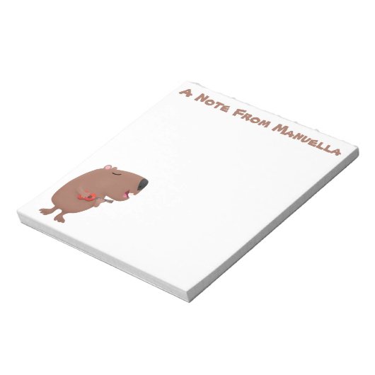 かわいい歌カピバラukulele漫画イラストレーション ノートパッド (回転)