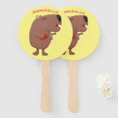 かわいい歌カピバラukulele漫画イラストレーション ハンドファン (正面&裏面)