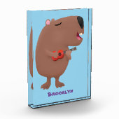 かわいい歌カピバラukulele漫画イラストレーション フォトブロック (左)