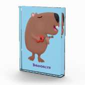 かわいい歌カピバラukulele漫画イラストレーション フォトブロック (右)