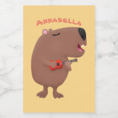 かわいい歌カピバラukulele漫画イラストレーション フードラベル (シングルラベル)