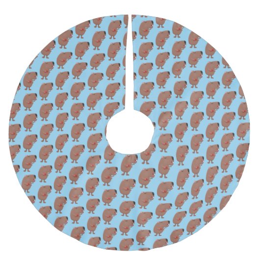 かわいい歌カピバラukulele漫画イラストレーション ブラッシュドポリエステルツリースカート (正面)