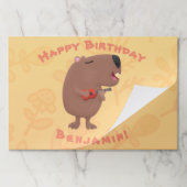 かわいい歌カピバラukulele漫画イラストレーション ペーパーパッド (折り畳み)