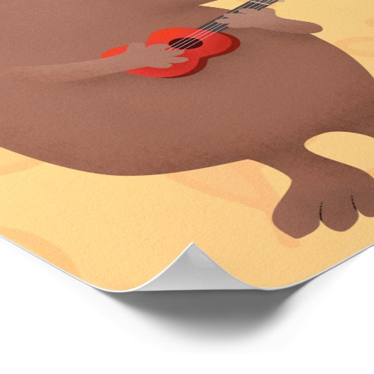 かわいい歌カピバラukulele漫画イラストレーション ポスター (角)