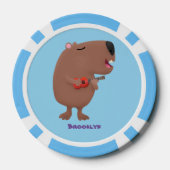 かわいい歌カピバラukulele漫画イラストレーション ポーカーチップ (裏面)