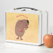 かわいい歌カピバラukulele漫画イラストレーション メタルランチボックス (インサイチュ)