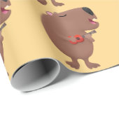 かわいい歌カピバラukulele漫画イラストレーション ラッピングペーパー (ロールコーナー)