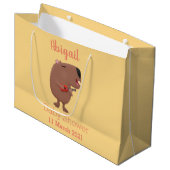 かわいい歌カピバラukulele漫画イラストレーション ラージペーパーバッグ (正面アングル)