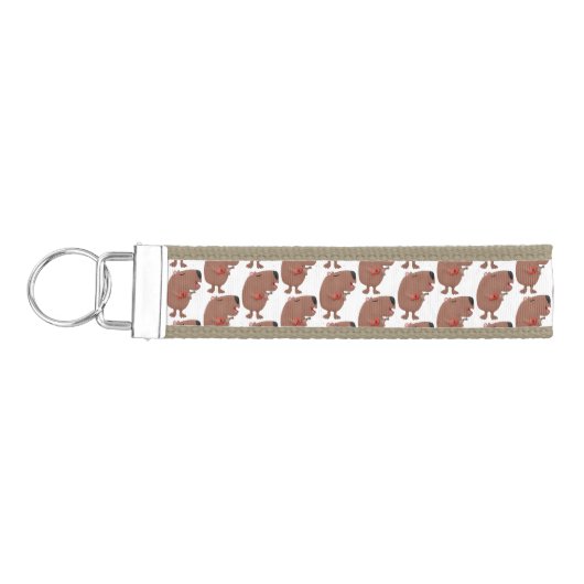 かわいい歌カピバラukulele漫画イラストレーション リストバンドキーホルダー (鍵左)