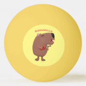 かわいい歌カピバラukulele漫画イラストレーション 卓球ボール (裏面)