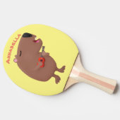 かわいい歌カピバラukulele漫画イラストレーション 卓球ラケット (横)