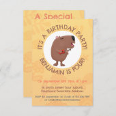 かわいい歌カピバラukulele漫画イラストレーション 招待状 (正面/裏面)