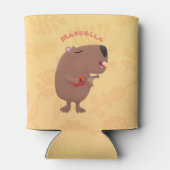 かわいい歌カピバラukulele漫画イラストレーション 缶クーラー (裏面)