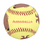 かわいい歌カピバラukulele漫画イラストレーション 野球ボール (裏面)