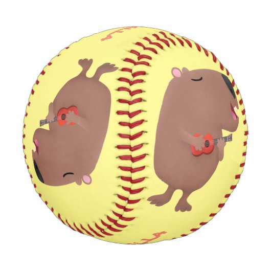 かわいい歌カピバラukulele漫画イラストレーション 野球ボール (アングル)