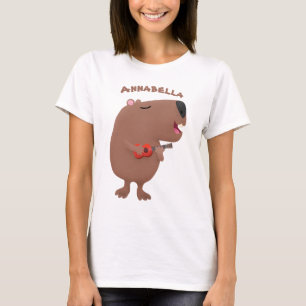 かわいい歌カピバラukulele漫画イラストレーション tシャツ