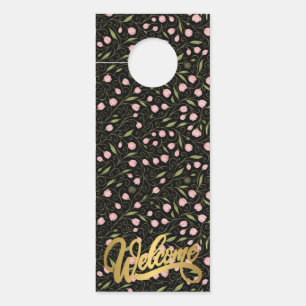 かわいい歓迎の花/チューリップ繰り返しパターン ドアノブサイン