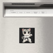 かわいい武術猫空手黒帯面白い マグネット (インサイチュ (食洗機))