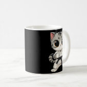 かわいい武道猫空手黒帯面白い コーヒーマグカップ (正面右)