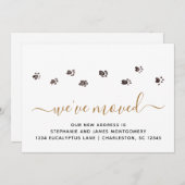 かわいい歩くポープリント金ゴールドブラック移動 案内状 (正面/裏面)