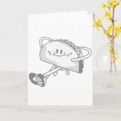 かわいい歩く緑のタコマスコットキャラクター カード (黄色い花)