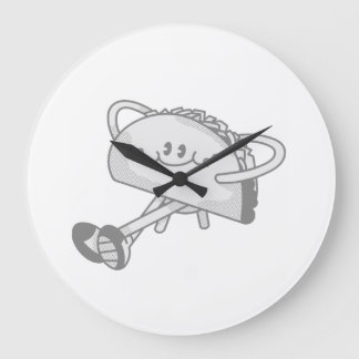 かわいい歩く緑のタコマスコットキャラクター ラージ壁時計