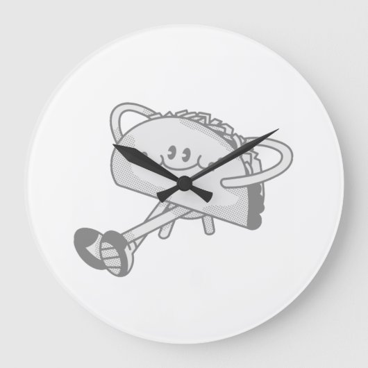 かわいい歩く緑のタコマスコットキャラクター ラージ壁時計 (正面)