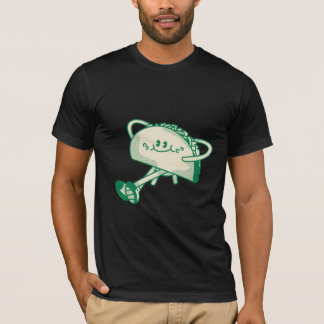 かわいい歩く緑のタコマスコットキャラクター Tシャツ