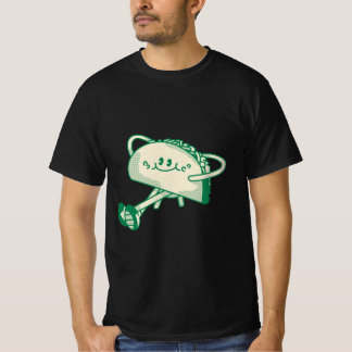 かわいい歩く緑のタコマスコットキャラクター Tシャツ