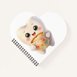かわいい歯のキャラクターのノートブック コーヒー好き デンタル デザイン ノートブック