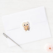 かわいい歯のキャラクター コーヒー好き ラウンドシール (封筒)