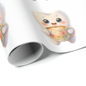 かわいい歯のキャラクター コーヒー好き ラッピングペーパー (ロールコーナー)
