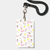 かわいい歯の妖精のマジックワンド 白い歯 バッジ (正面（ネックストラップ付）)