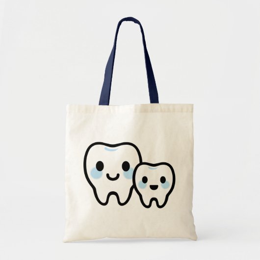 かわいい歯の家族 - 笑顔の親子デザイン トートバッグ (正面)