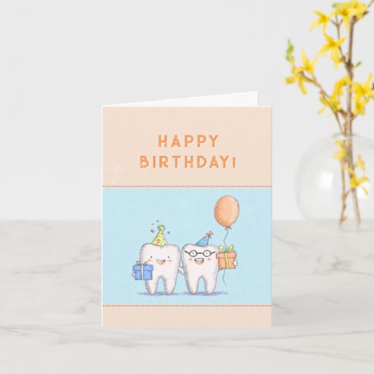 かわいい歯の患者 カード (黄色い花)