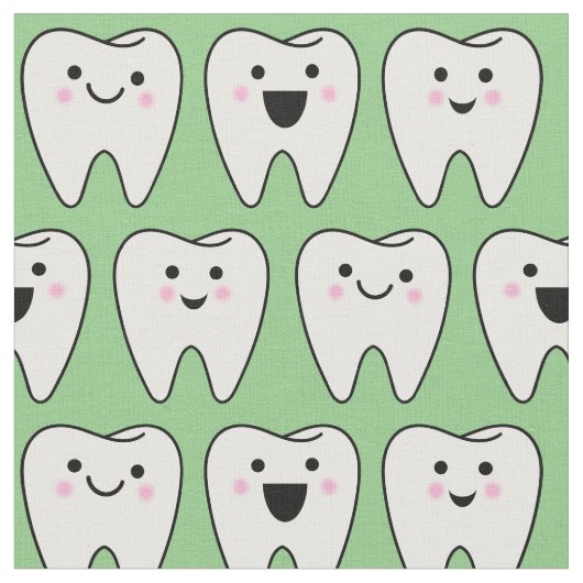 かわいい歯の歯妖精の歯医者の歯科の緑 ファブリック (クローズアップ)