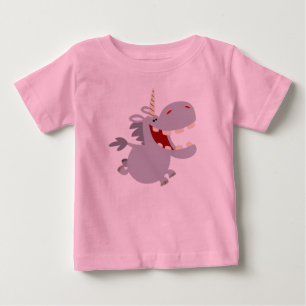 かわいい歯の漫画ユニコーンベビーTシャツ ベビーTシャツ