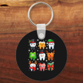 かわいい歯の雪だるまクリスマス Xmas メンズ レディース キーホルダー (正面)