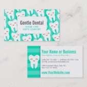 かわいい歯パターン-ティール（緑がかった色）のカスタムな名刺 名刺 (正面/裏面)