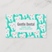かわいい歯パターン-ティール（緑がかった色）のカスタムな名刺 名刺 (正面)