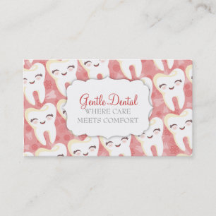 かわいい歯パターン-ピンクのカスタムな名刺 名刺