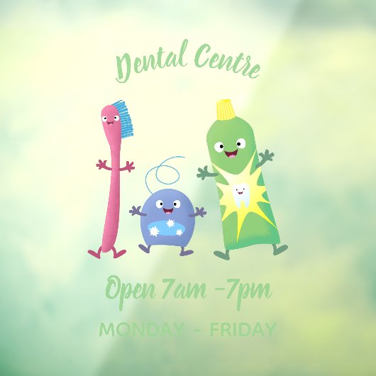 かわいい歯ブラシ歯磨き歯磨き用フロス漫画 ウィンドウサイン (シート3)