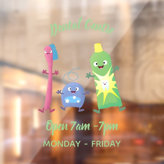 かわいい歯ブラシ歯磨き歯磨き用フロス漫画 ウィンドウサイン (シート2)