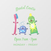 かわいい歯ブラシ歯磨き歯磨き用フロス漫画 ウィンドウサイン (シート)