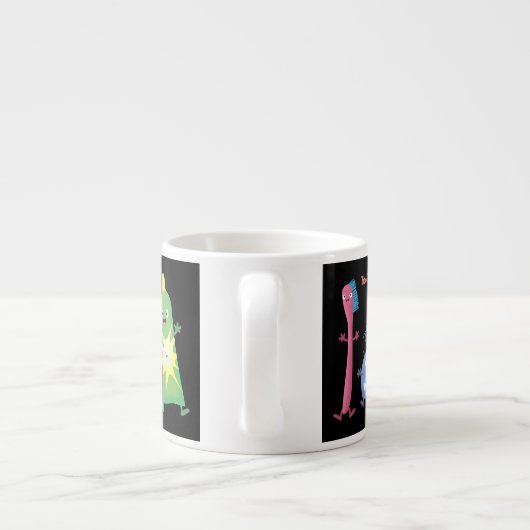 かわいい歯ブラシ歯磨き歯磨き用フロス漫画 エスプレッソカップ (裏面)