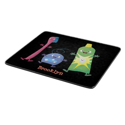 かわいい歯ブラシ歯磨き歯磨き用フロス漫画 カッティングボード (角)