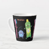 かわいい歯ブラシ歯磨き歯磨き用フロス漫画 カフェラテマグ (左アングル)