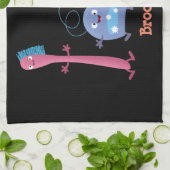 かわいい歯ブラシ歯磨き歯磨き用フロス漫画 キッチンタオル (折り畳み)