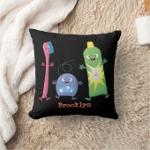 かわいい歯ブラシ歯磨き歯磨き用フロス漫画 クッション (ブランケット)