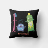 かわいい歯ブラシ歯磨き歯磨き用フロス漫画 クッション (裏面)